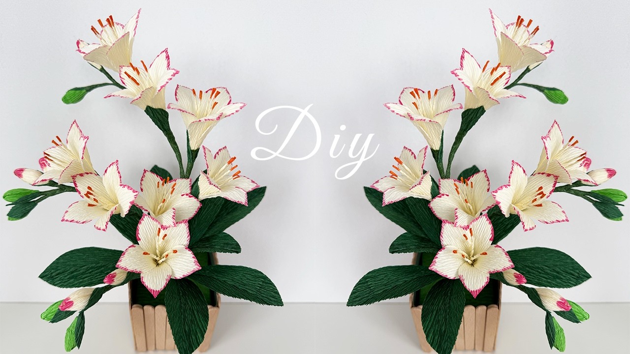 Amazing! Easy How to Make Freesia basket Crepe Paper Flower DIY decoration Ideas