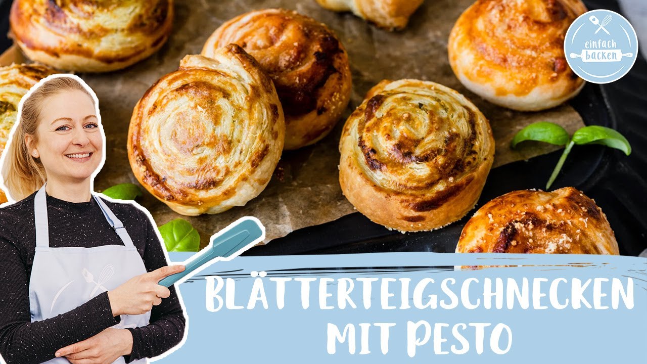 Blätterteigschnecken mit Pesto 🎉🥳 | schneller Blätterteig-Snack | Einfach Backen