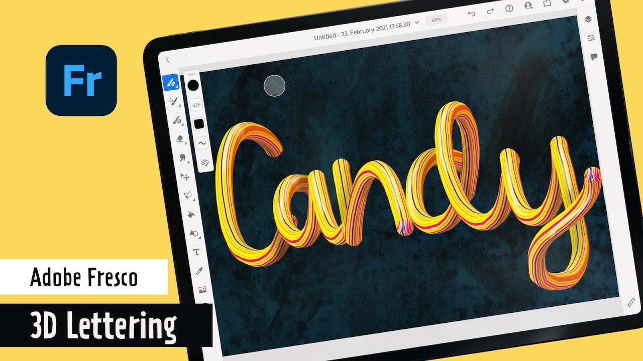 3D lettering in Adobe Fresco - Multicolor Eyedropper tool