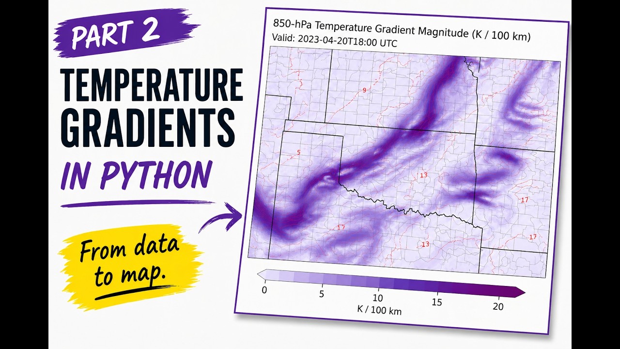 MetPy Mondays #338 - Temperature Gradients on Real Weather Grids Part 2