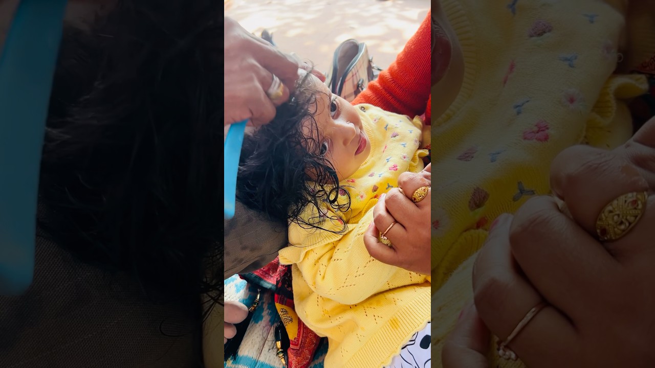Mundan ceremony, is a Hindu ritual, where a child&rsquo;s first hair shaved off. ❤️🙏#shorts #mundan #cute