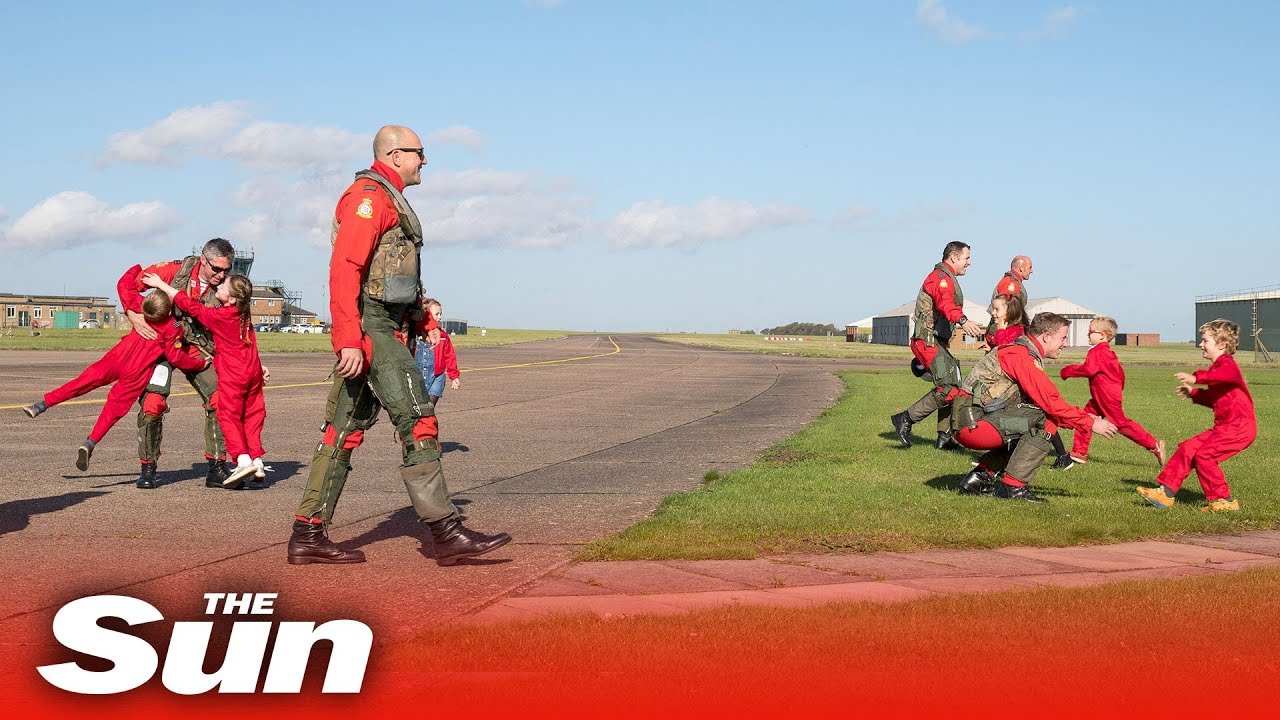 Red Arrows pilots reunite with their 'little reds' after North American tour