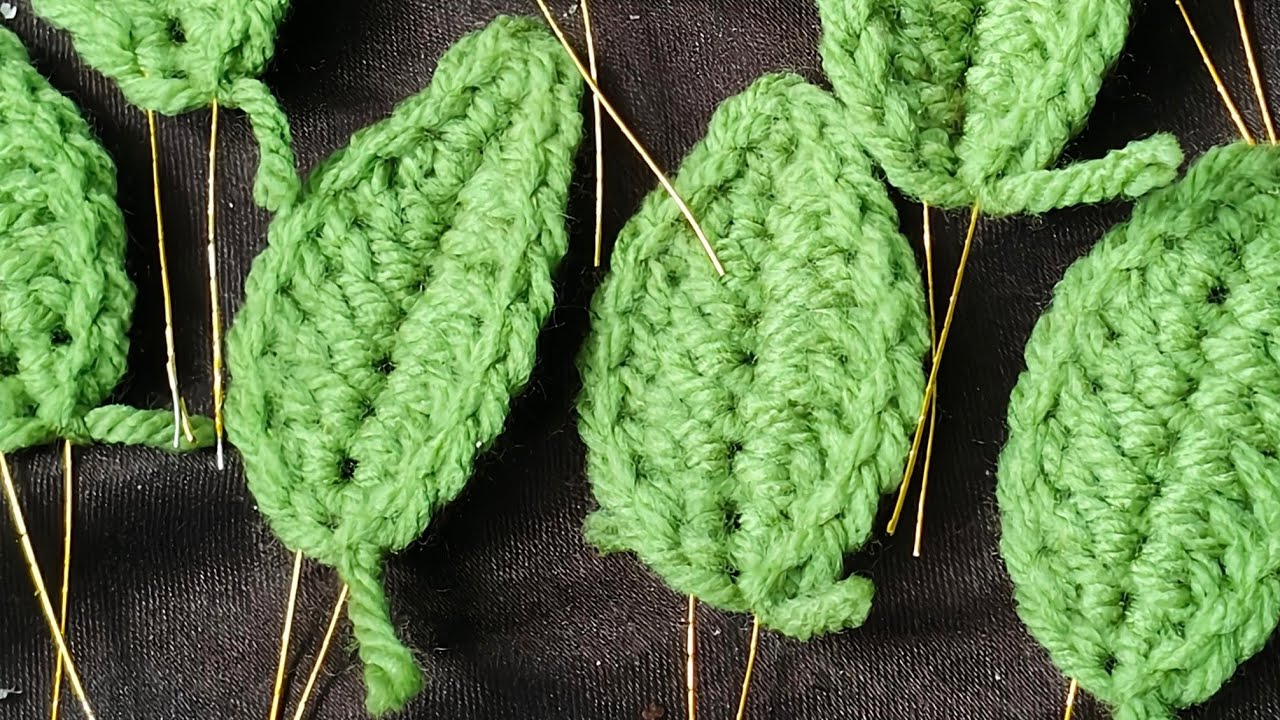 Crochet flower leaves (Full video)