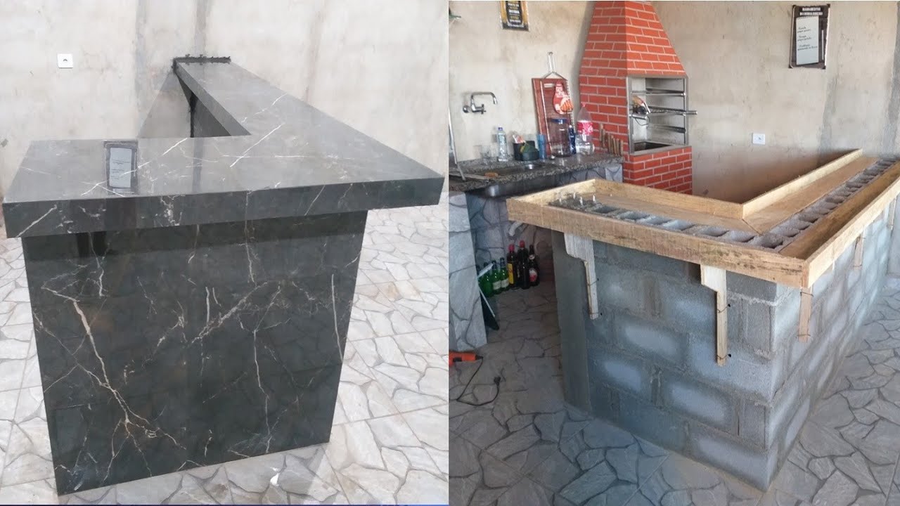 Balcão de alvenaria e porcelanato