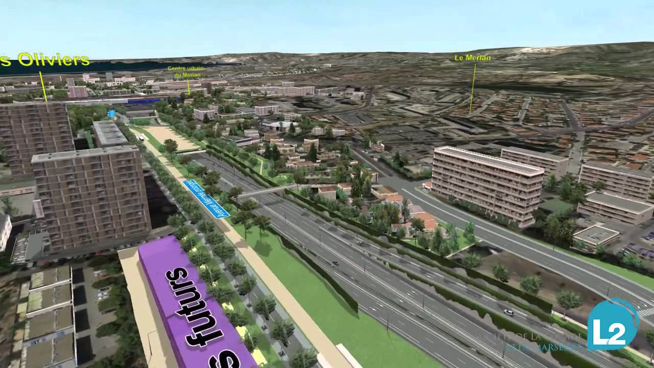 Rocade L2 Marseille - Tracé complet en 3D