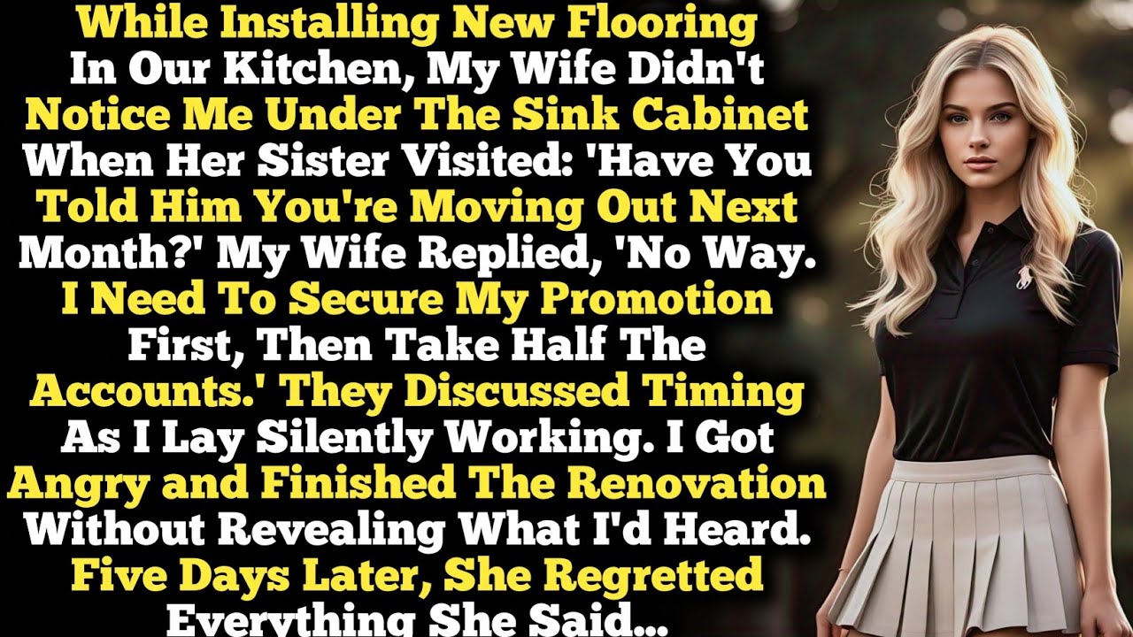 While Installing New Flooring In Our Kitchen, My Wife Didn't Notice Me Under The Sink Cabinet When..