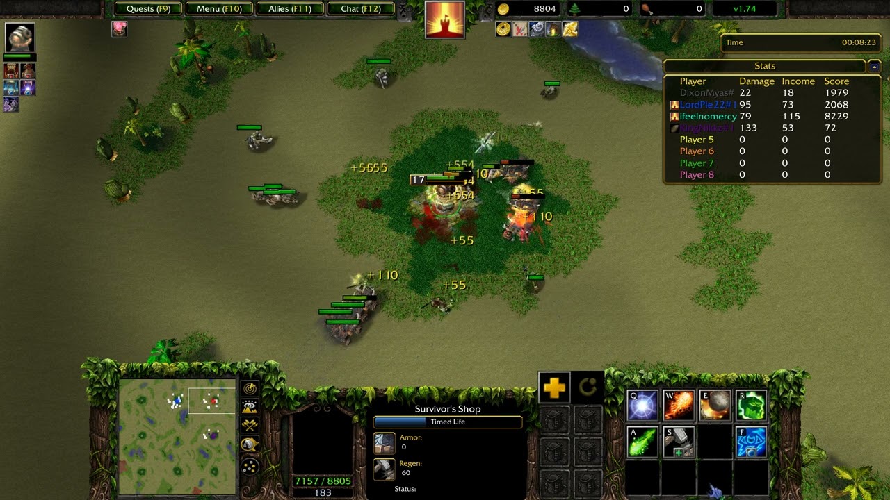 WC3R : Tower Survivors Moments - Glaive Build !
