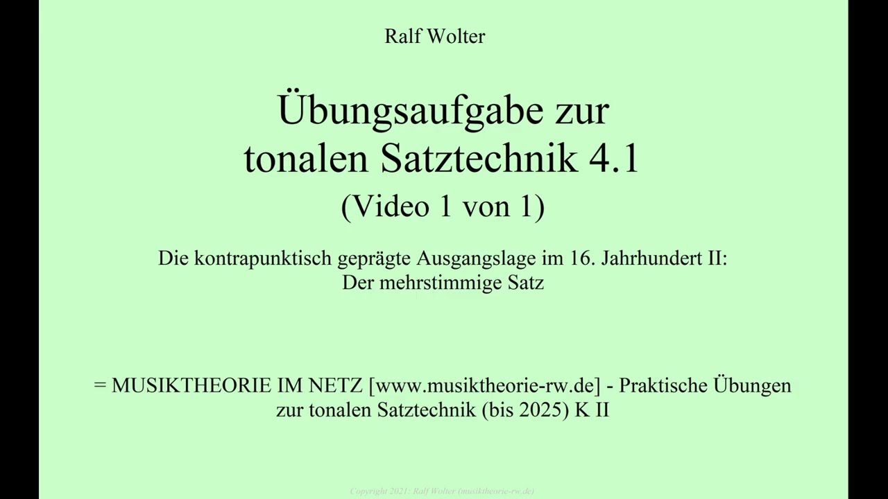 Übungsaufgabe zur tonalen Satztechnik 4.1 (Video 1 von 1)