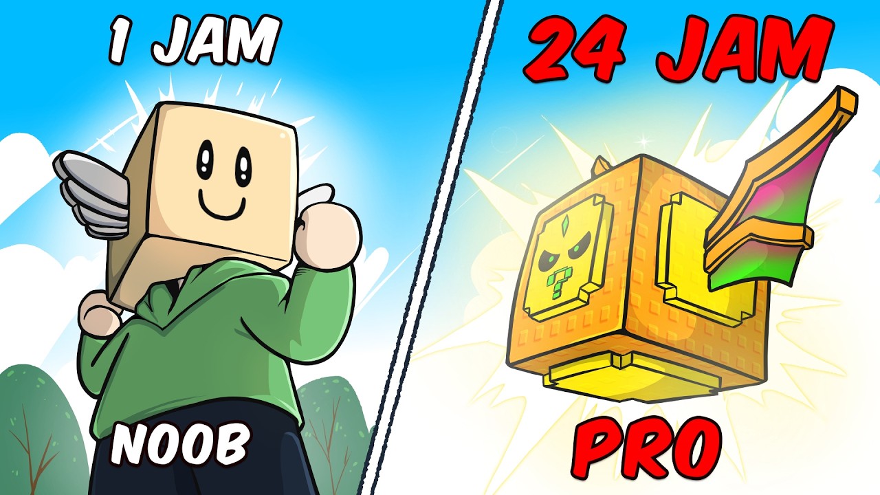 24 Jam Jadi LUCKY BLOCK NOOB ke PRO di Roblox!!