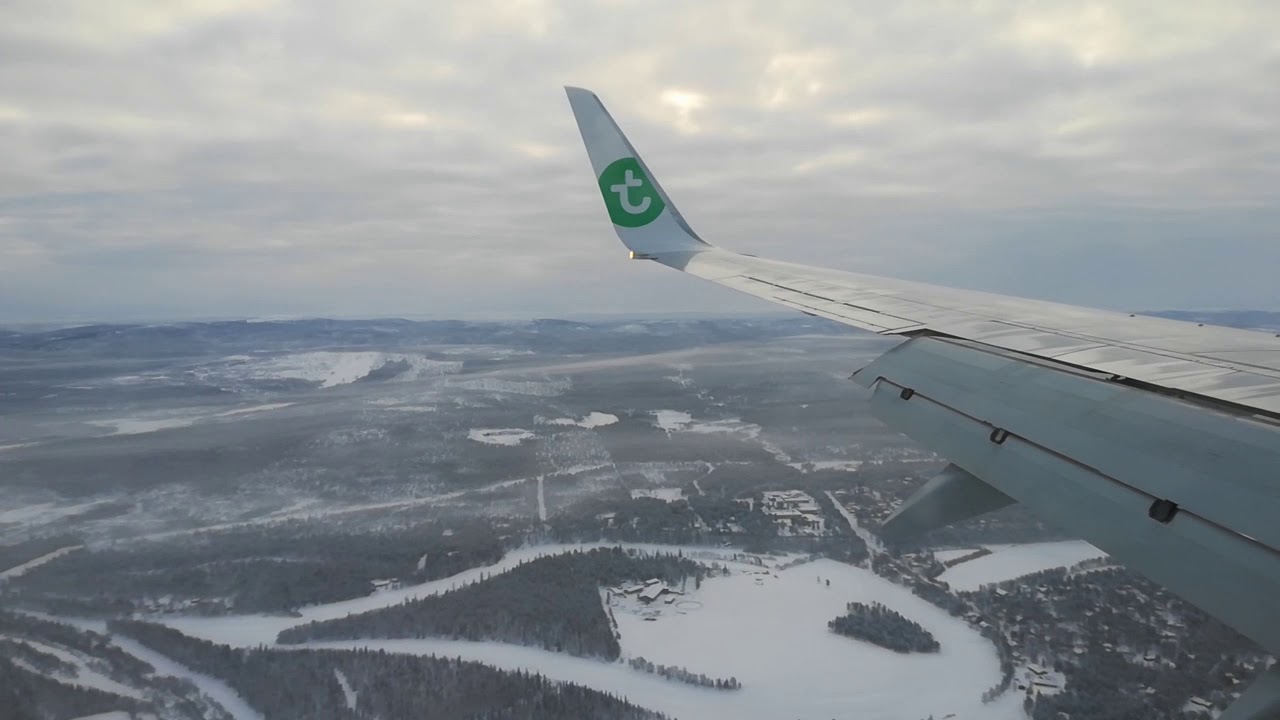 Landing on Ivalo airport in Finnish lapland. Amsterdam - Ivalo