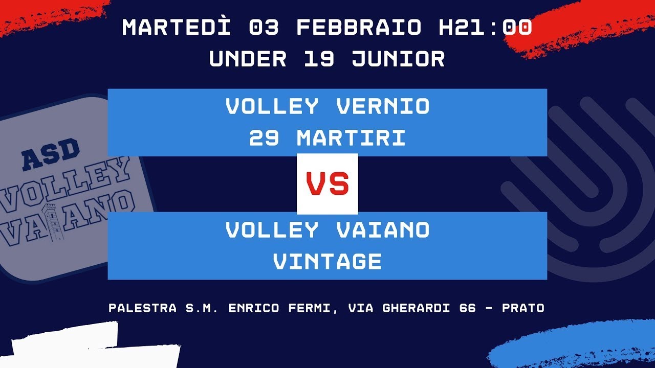 03/02/2026 | UNDER 19 JUNIOR | VOLLEY VERNIO vs PVP VOLLEY VAIANO VINTAGE | Giornata n. 4 GPD