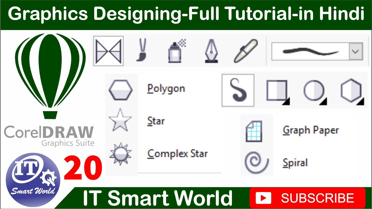 CorelDRAW Shape,Brush Tool all option in CorelDRAW in hindi part 20