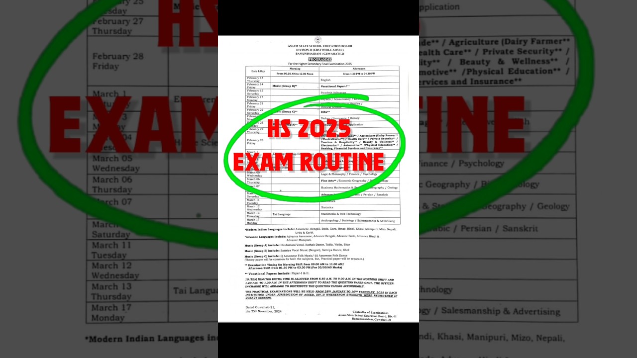 Hs 2025 Exam Routine #hs2025 #ahsec