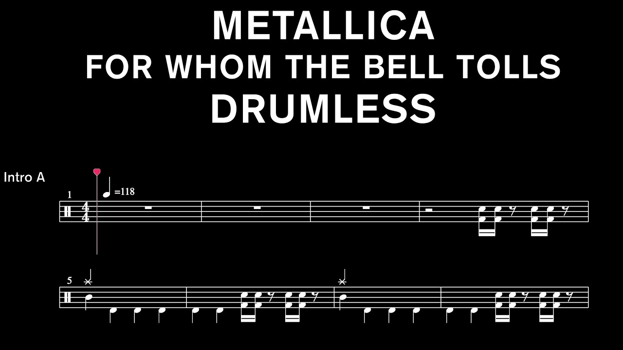 Metallica - For Whom The Bell Tolls - Drumless (with scrolling drum score)