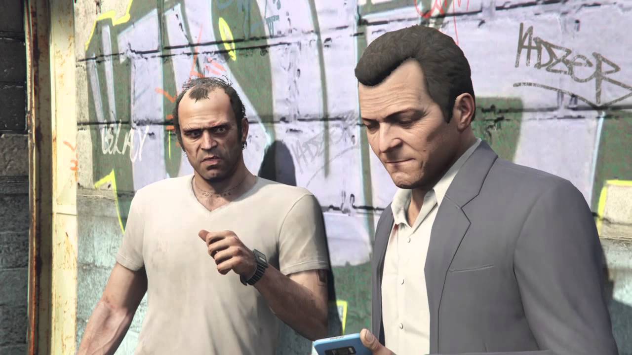 Grand Theft Auto V Michael punches trevor