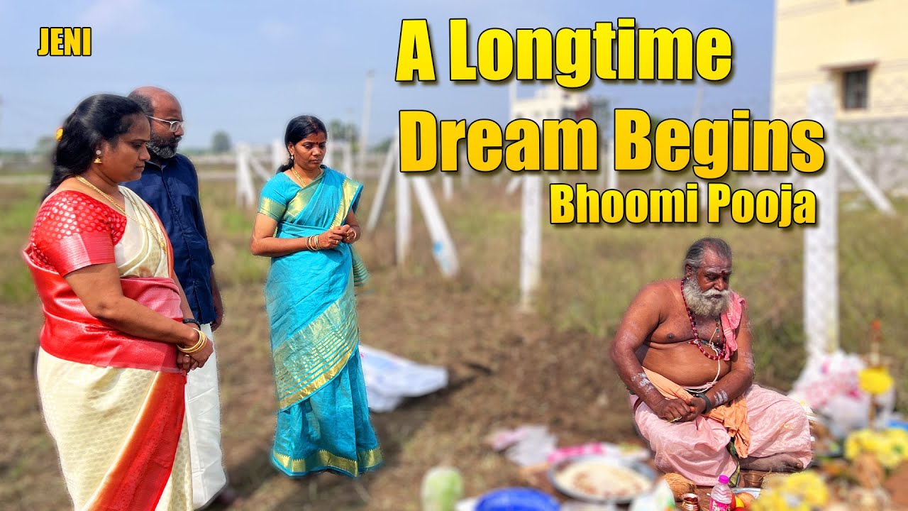 பூஜை போட்டாச்சு,வீடு கட்ட ஆரம்பிச்சாச்சு, பல வருட கனவு // Our Home Construction Begins!