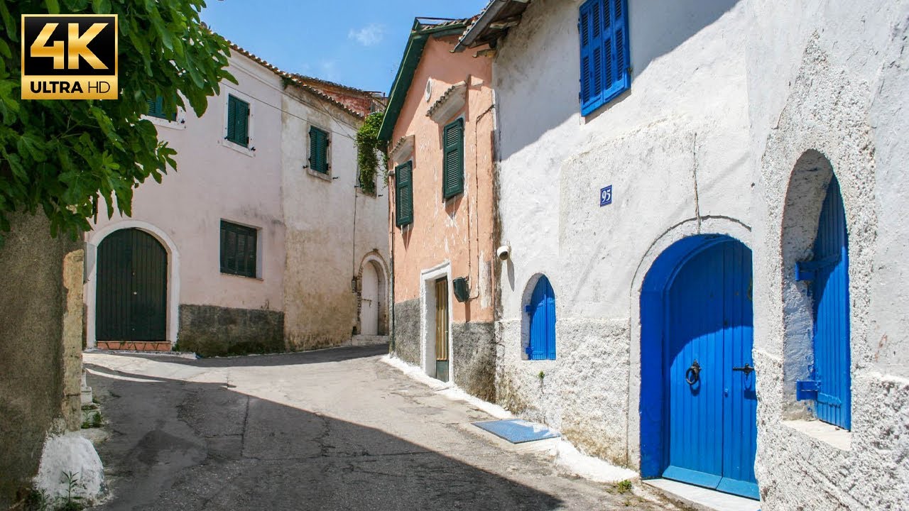 Rustic Traditional Village Walk on a Beautiful Greek Island | LIAPADES, CORFU.