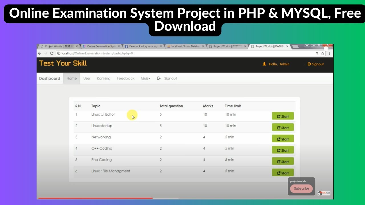 Online Examination System Project in PHP & MySQL with Source Code
