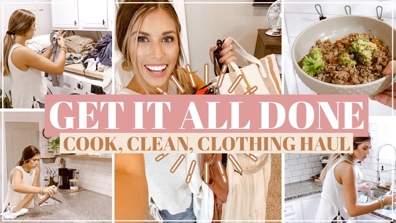 *MOTIVATING* GET IT ALL DONE WITH ME | COOK, CLEAN, GROCERY HAUL  + HEALTHY DINNER RECIPE!