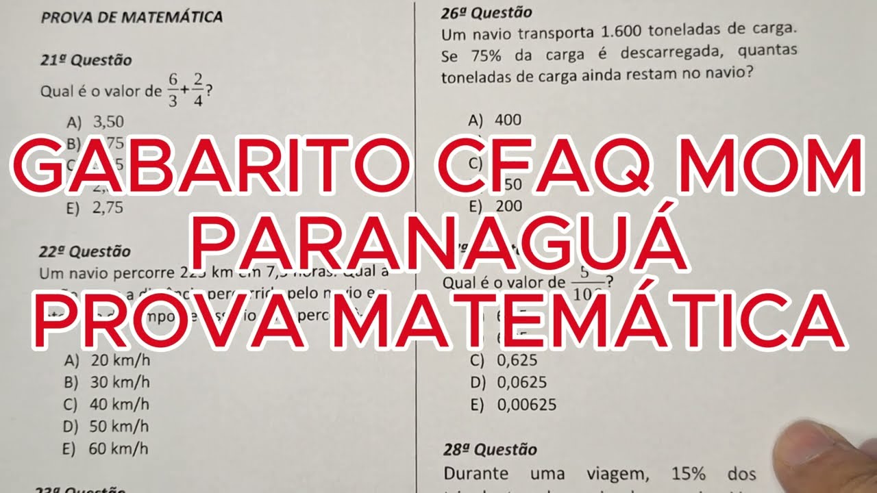 GABARITO PROVA MATEMÁTICA CFAQ MOM PARANAGUÁ