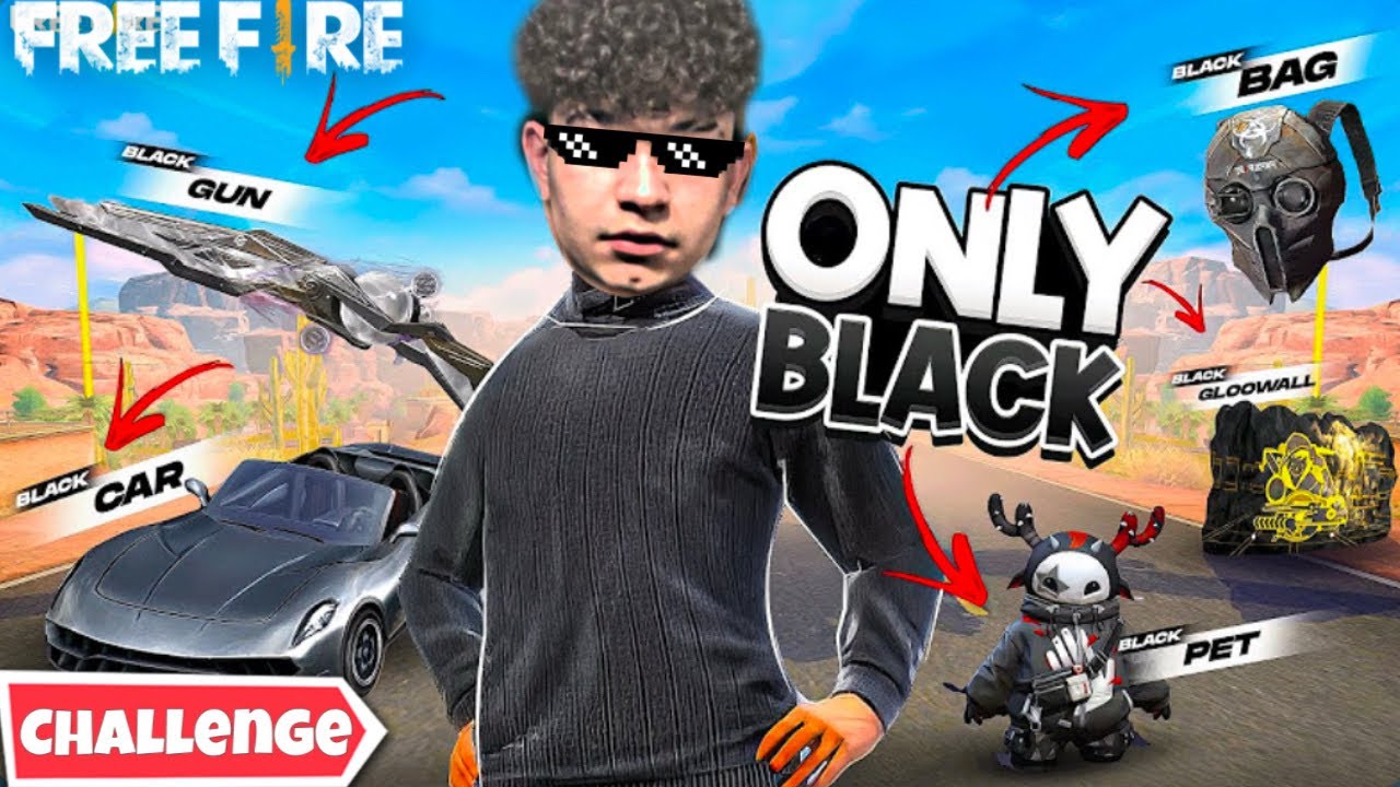 ΜΟΝΟ ΜΑΥΡΑ ΠΡΑΓΜΑΤΑ CHALLENGE!😵‍💫 only black things { FREE FIRE CHALLENGE }🔥