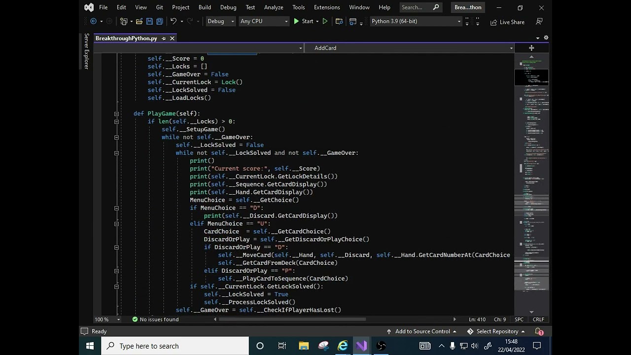 SetUpGame Python AQA Paper1 2022