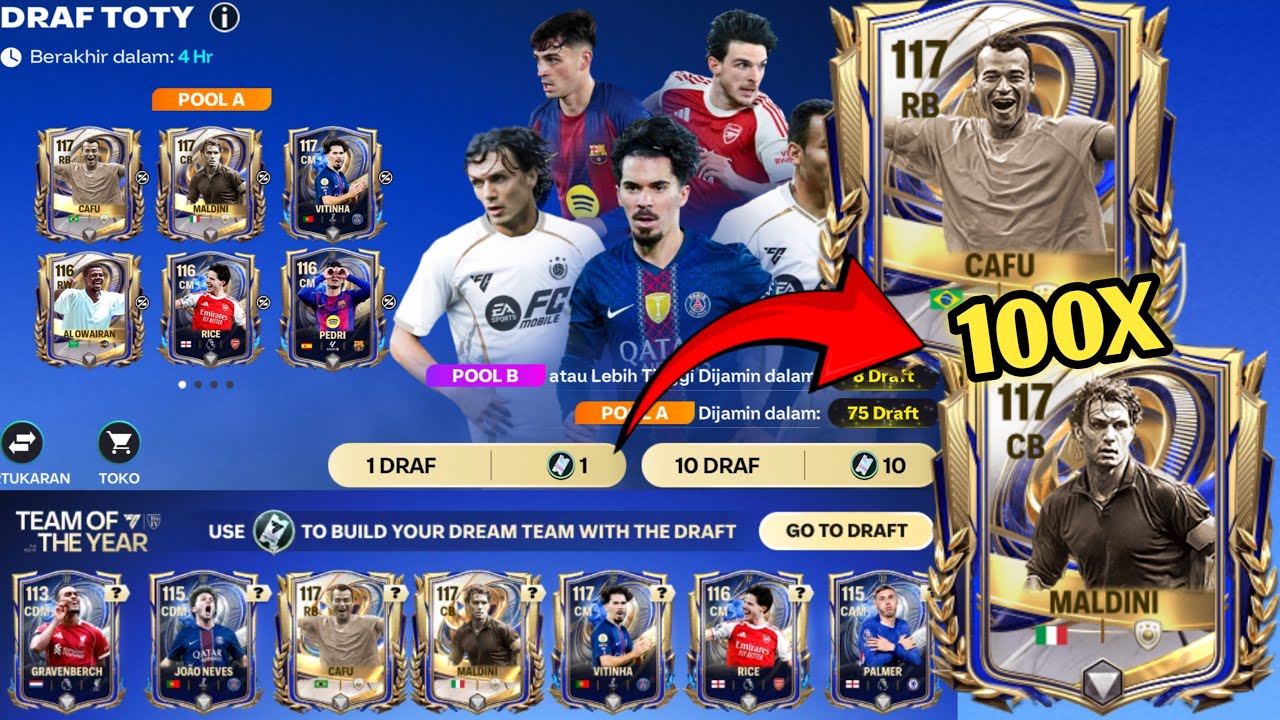 GACHA BRUTAL 100X TOTY DAPET OVR 117! SPAM PEMAIN BARU EA SPORTS FC MOBILE INDONESIA!