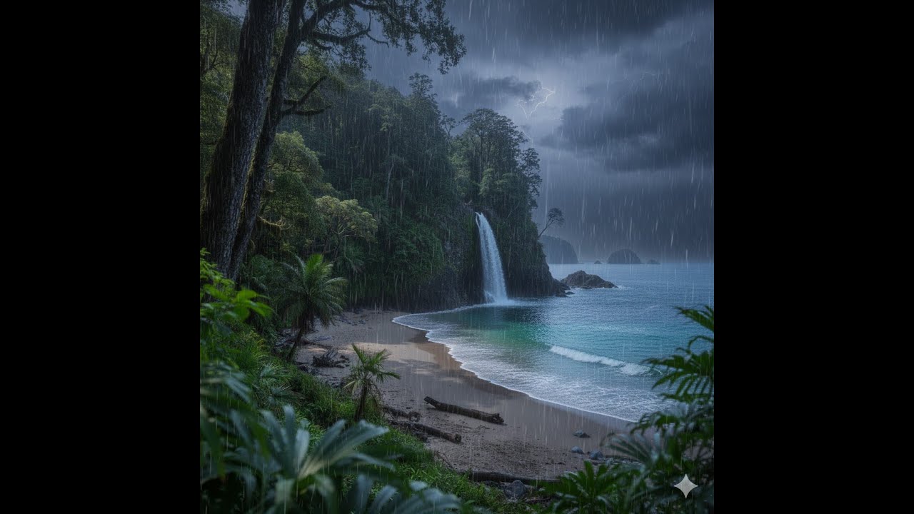 Ruído Branco - 10 horas - Praia durante uma chuva leve