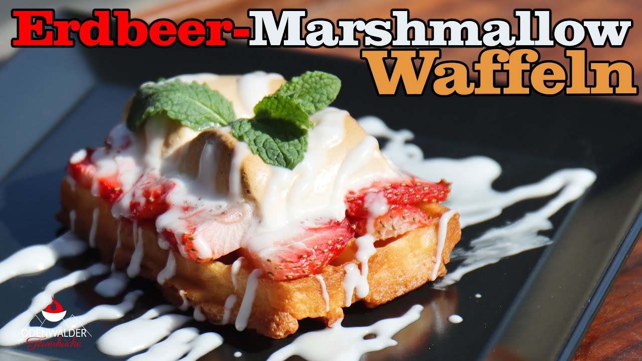 Himmlischer Nachtisch - Erdbeer Marshmallow Waffeltraum