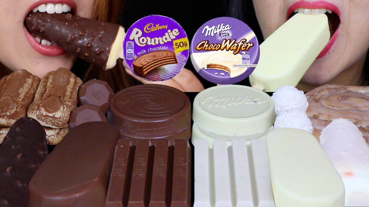 ASMR MILK VS WHITE CHOCOLATE LAVA ICE CREAM BARS, MILKA & CADBURY CHOCO WAFERS, FERRERO, KITKATS 먹방