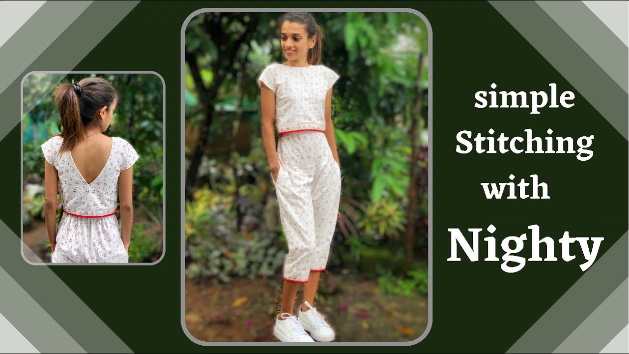 Simple stitching with nighty material ||easy pocket stitching || #nightystitching  #simplestitching