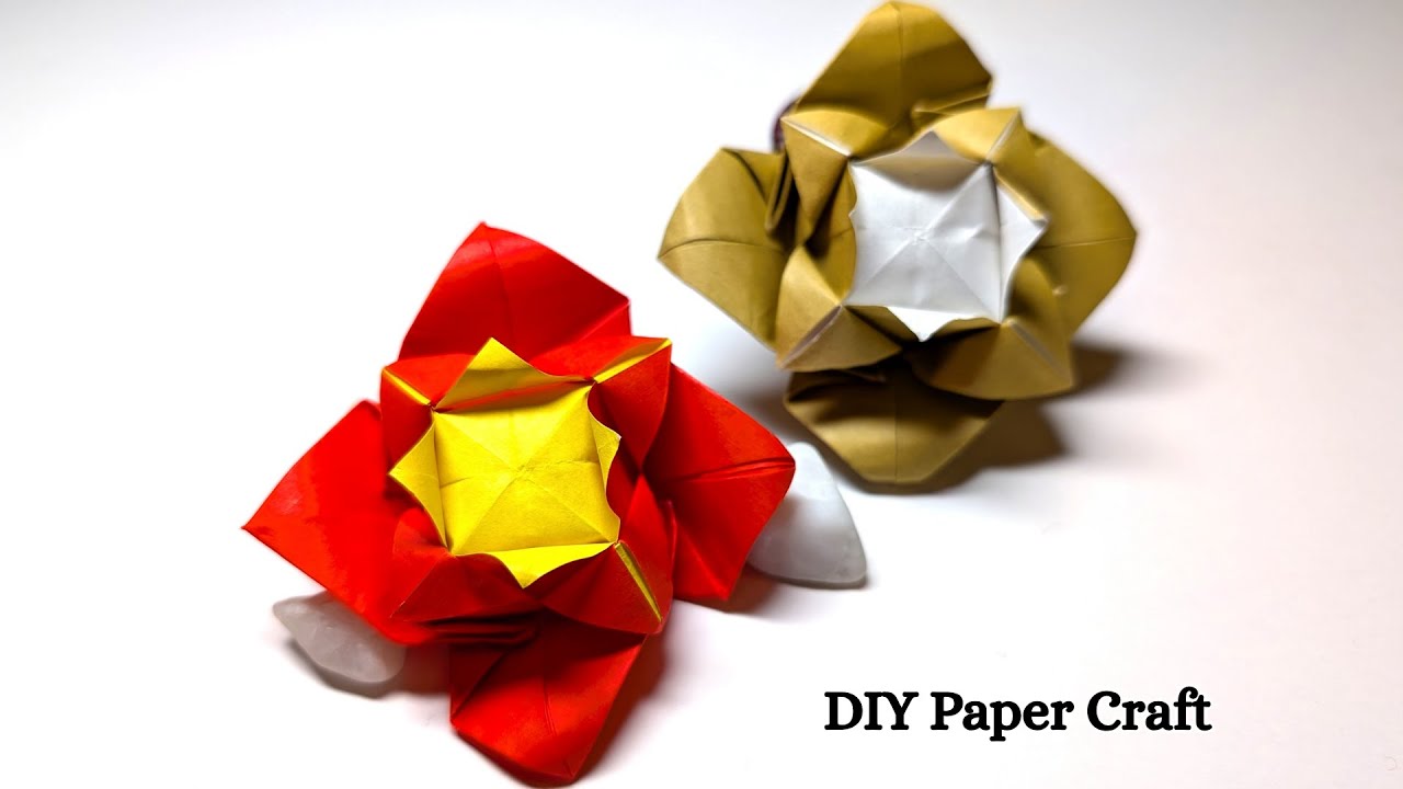 How to make origami flower rose -  DIY Paper Craft