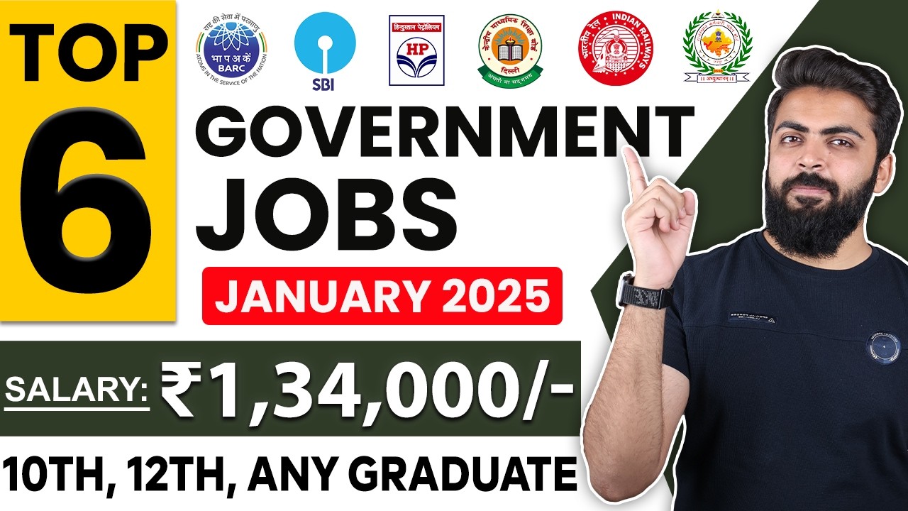 January 2025 Top 5 Government Job Vacancies for Freshers | 10th Pass, 12th Pass | You Must Apply