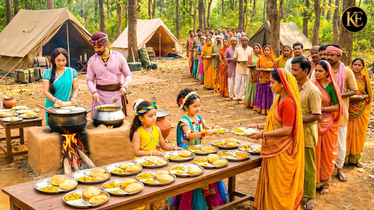 कान्हा और राधा ने मिलकर जंगल में गरीबों को अपने हाथों से भंडारा खिलाया। ||YMKN || Shree Krishan