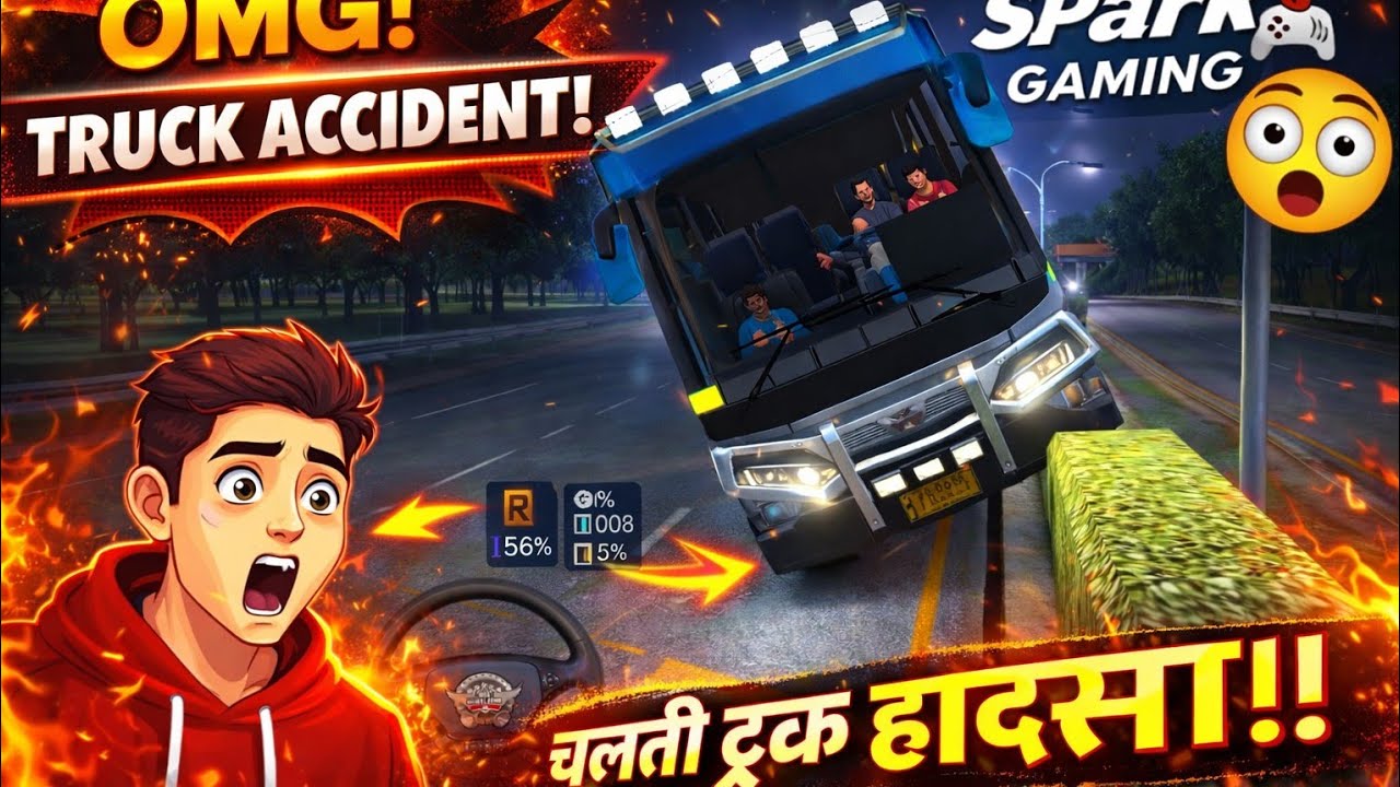 Dangerous Night Truck Driving 😱 Almost Big Crash | Realistic Truck Gameplay Spark gaming 