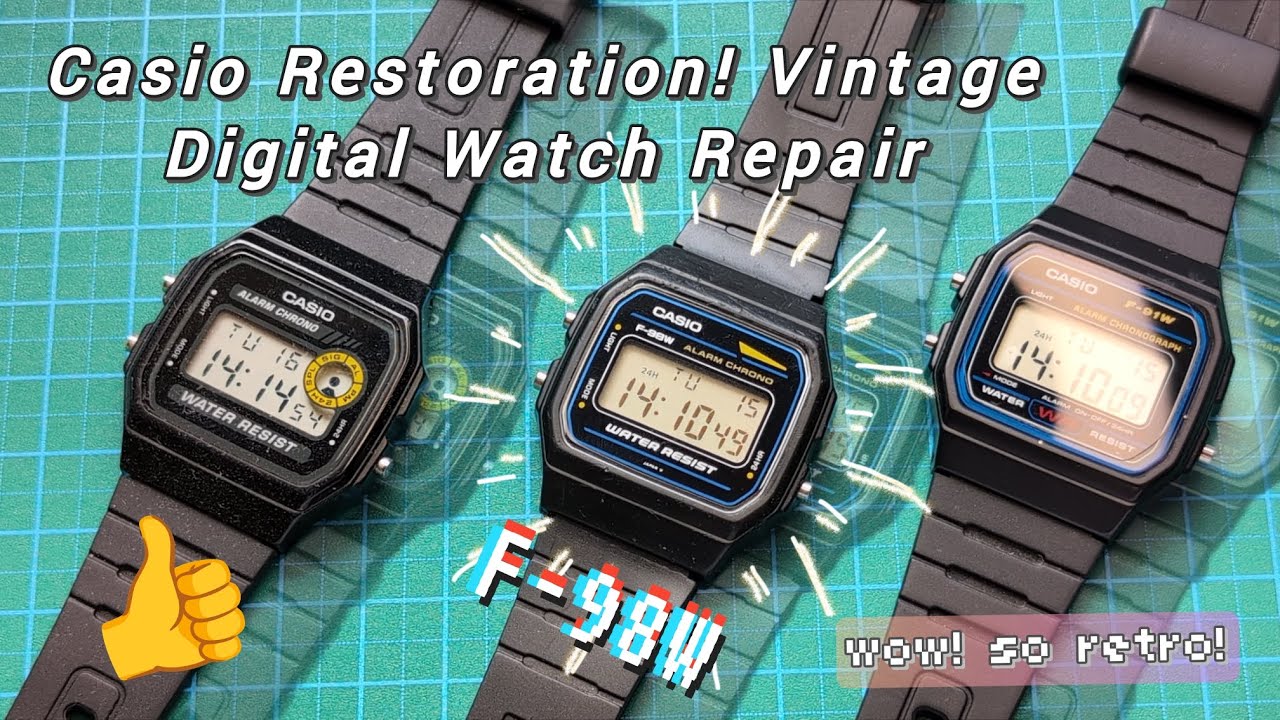 VINTAGE Watch Restoration CASIO F-98W Digital - Make Like New Again! From EWW to WOW!
