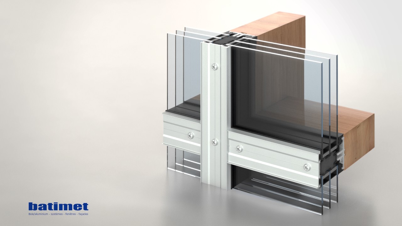batimet TM50 Mur Rideau Bois Aluminium