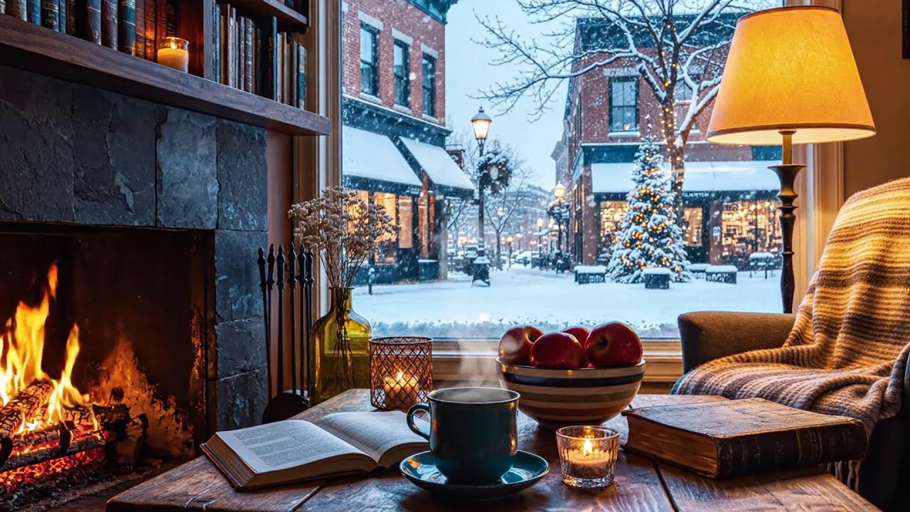 Snow Outside, Jazz Inside 🔥 Cozy Café Ambience for Focused Work & Study