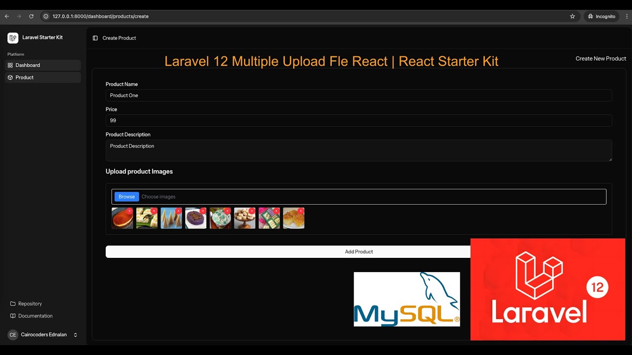 Laravel 12 Multiple Upload Fle React | React Starter Kit
