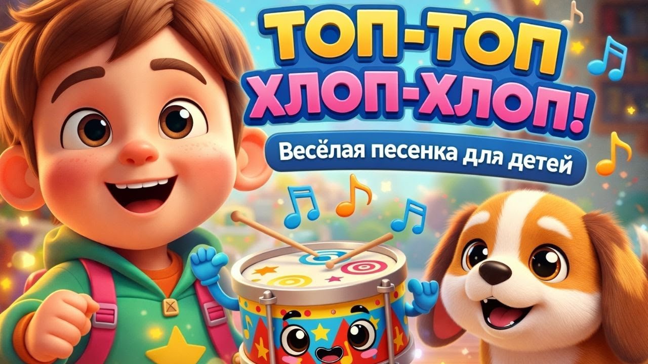 Топ-Топ Хлоп-Хлоп 👏 Весёлая детская песенка про движения | Танцуй и пой вместе!