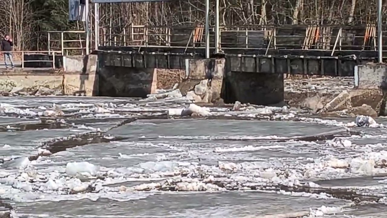 Ice jam in river Ogre