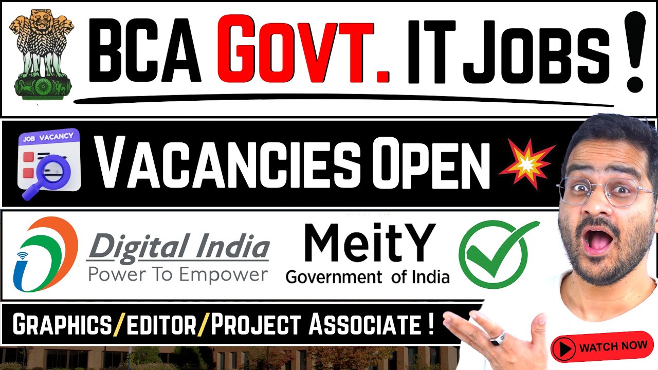 💥Govt. IT Jobs After BCA 🤩 DON'T MISS! Sarkari Jobs BCA, MEITY Portal! #BCAJobs #ITJobs #GovtJobs