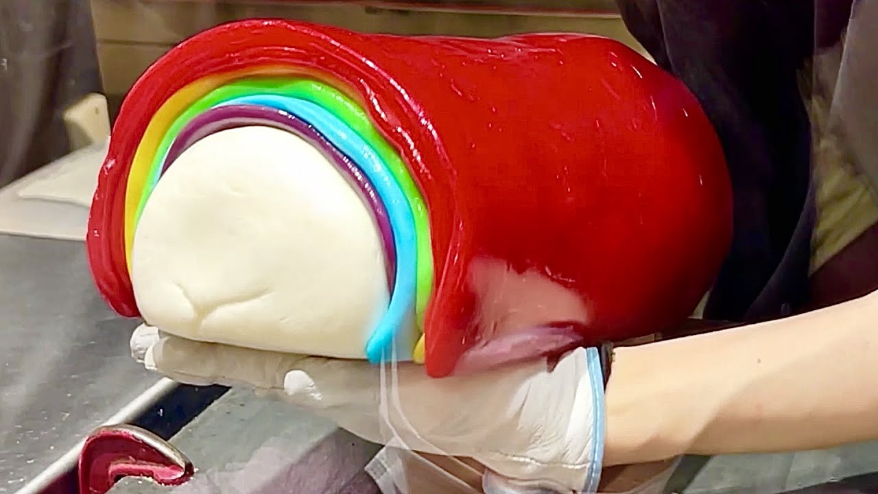 巨大な虹キャンディの作り方・手作り・飴細工・Handmade Candy・Japanese Street Food・수제캔디・手工糖果・ PAPABUBBLE・パパブブレ