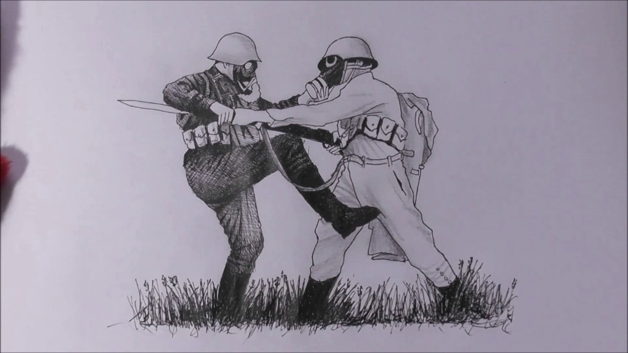 Speed drawing: Fighting soldiers.