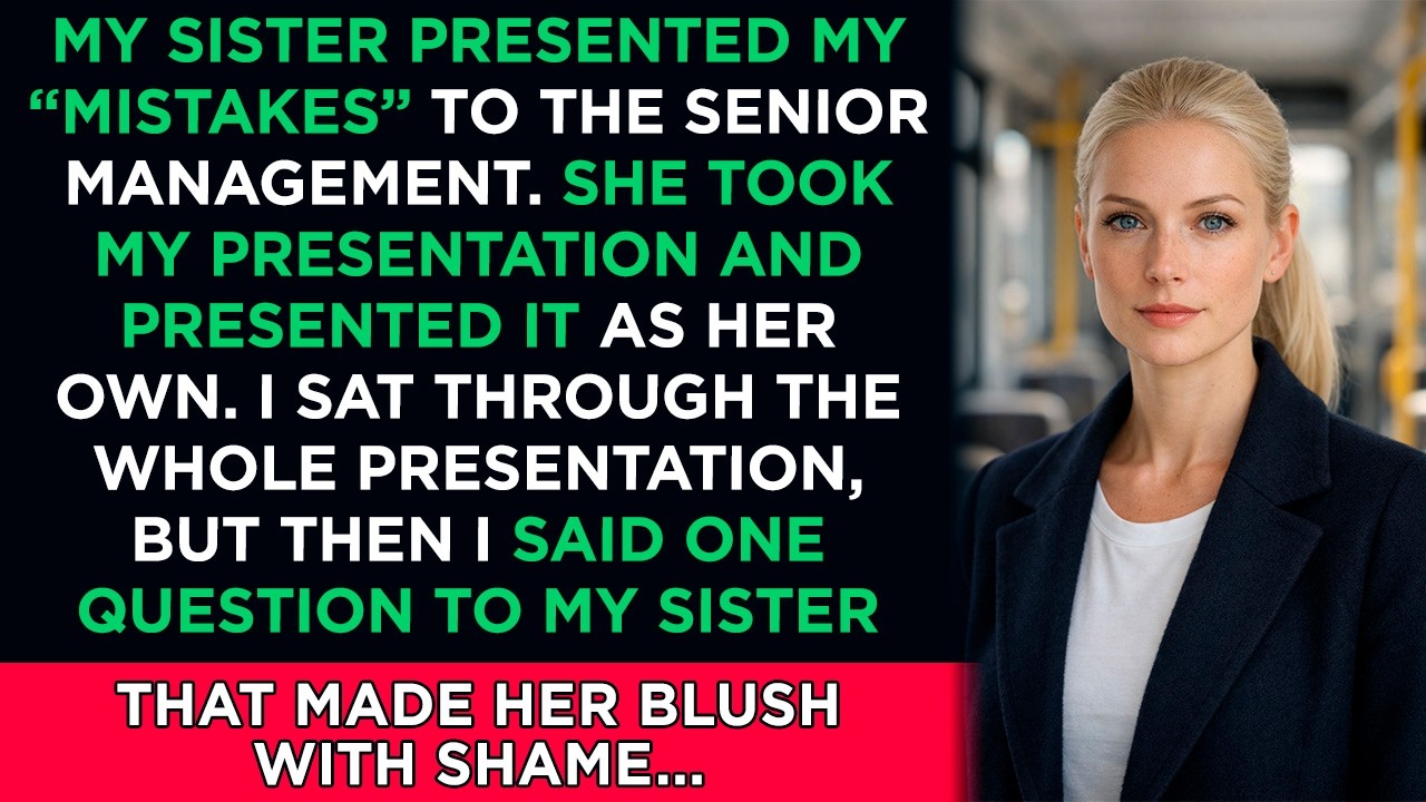 My sister presented my “mistakes” to the senior management. She took my presentation...