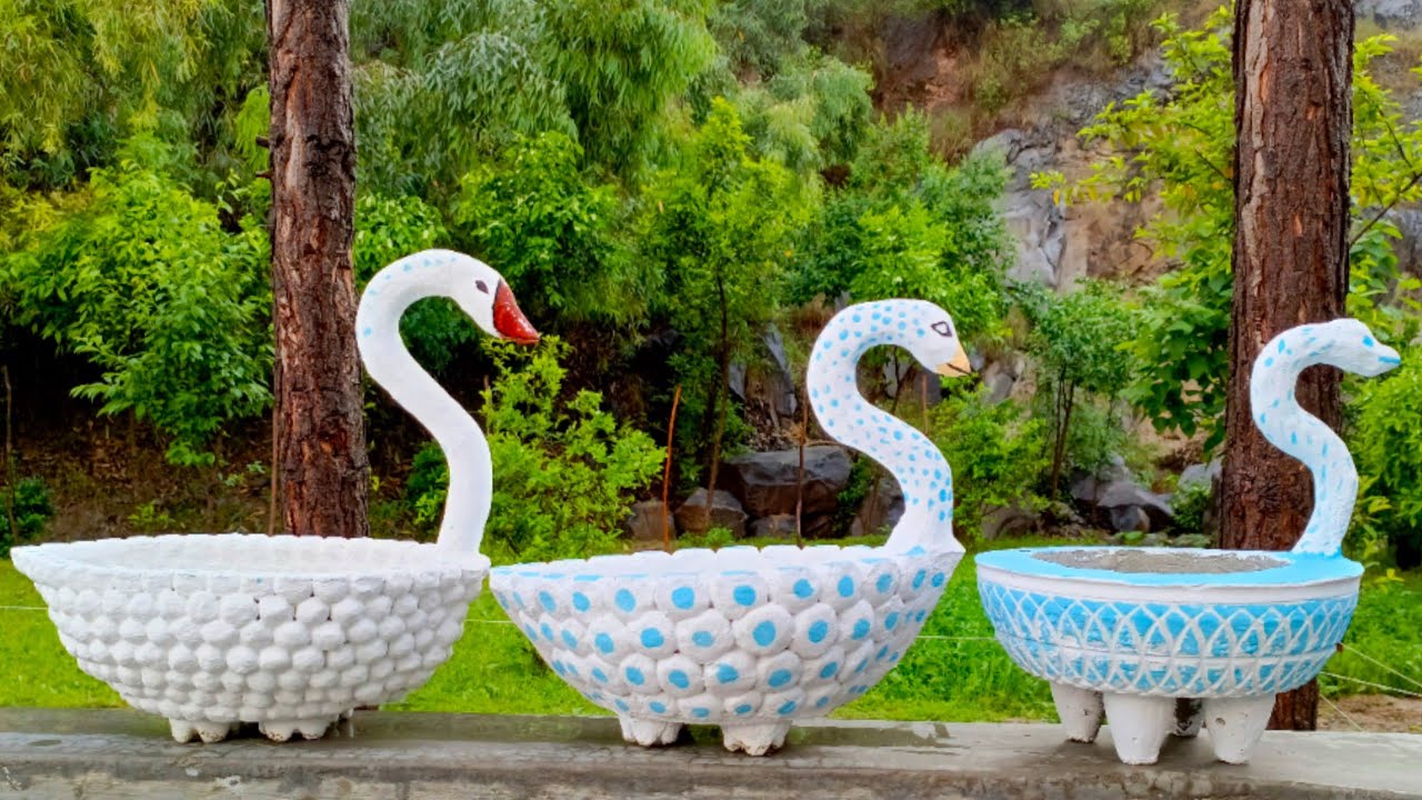 How to make a beautiful Swan 🦢 shaped Cement pots at Home
