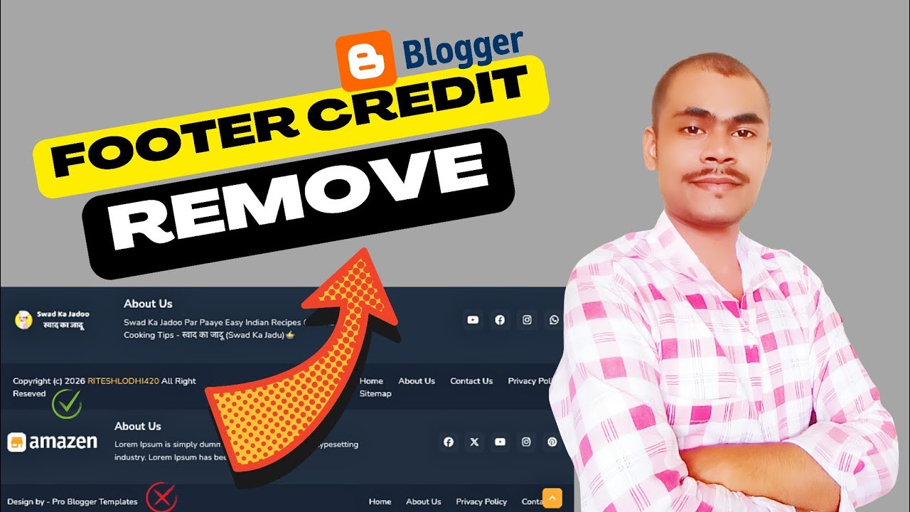 how to remove footer credit link from blogger template | footer credit remove in blogger website