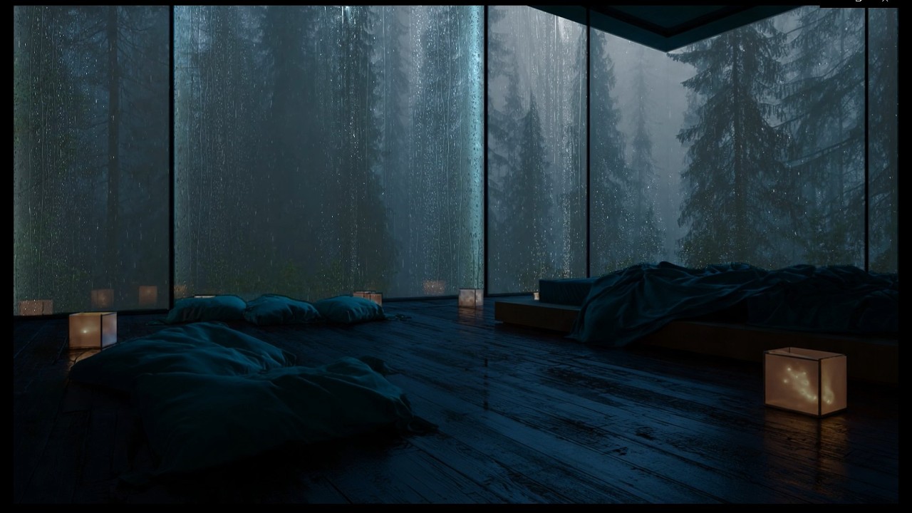 Rain Against Glass in a Hidden Forest Room 🌧️ Cozy Night Ambience for Deep Sleep & Focus