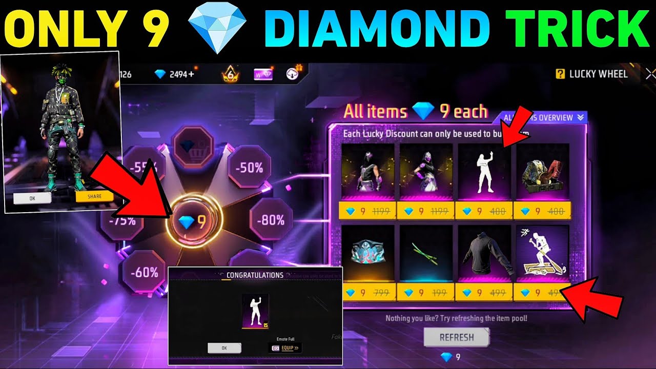 New Lucky Wheel 🤯 9 Diamond Trick 💥😮| free fire new event | free fire ff max lucky wheel New event 