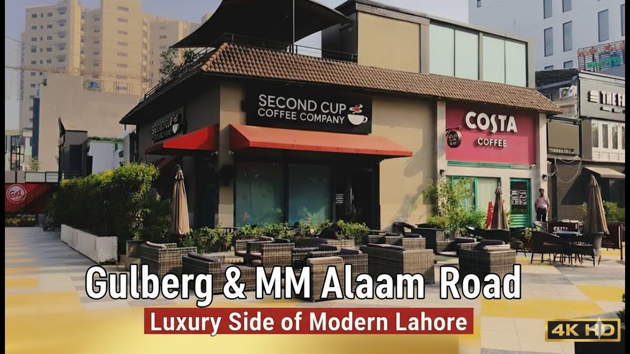 Driving in Gulberg & MM Alam Road | 4K Walking Tour Lahore Pakistan